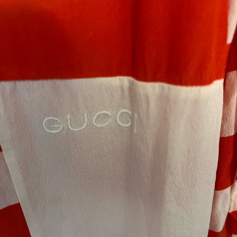 Gucci Vintage Silk Striped Short Sleeves Blouse Top